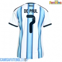 Camisa de time de futebol Argentina Rodrigo De Paul #7 Replicas 1º Equipamento Feminina Mundo 2026 Manga Curta